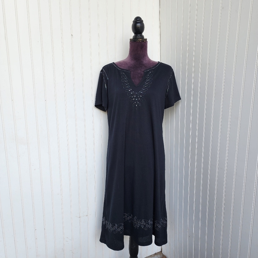 Haute Hippie Tribe Black Sequin Embellished Knit Dress Stretch Sz M